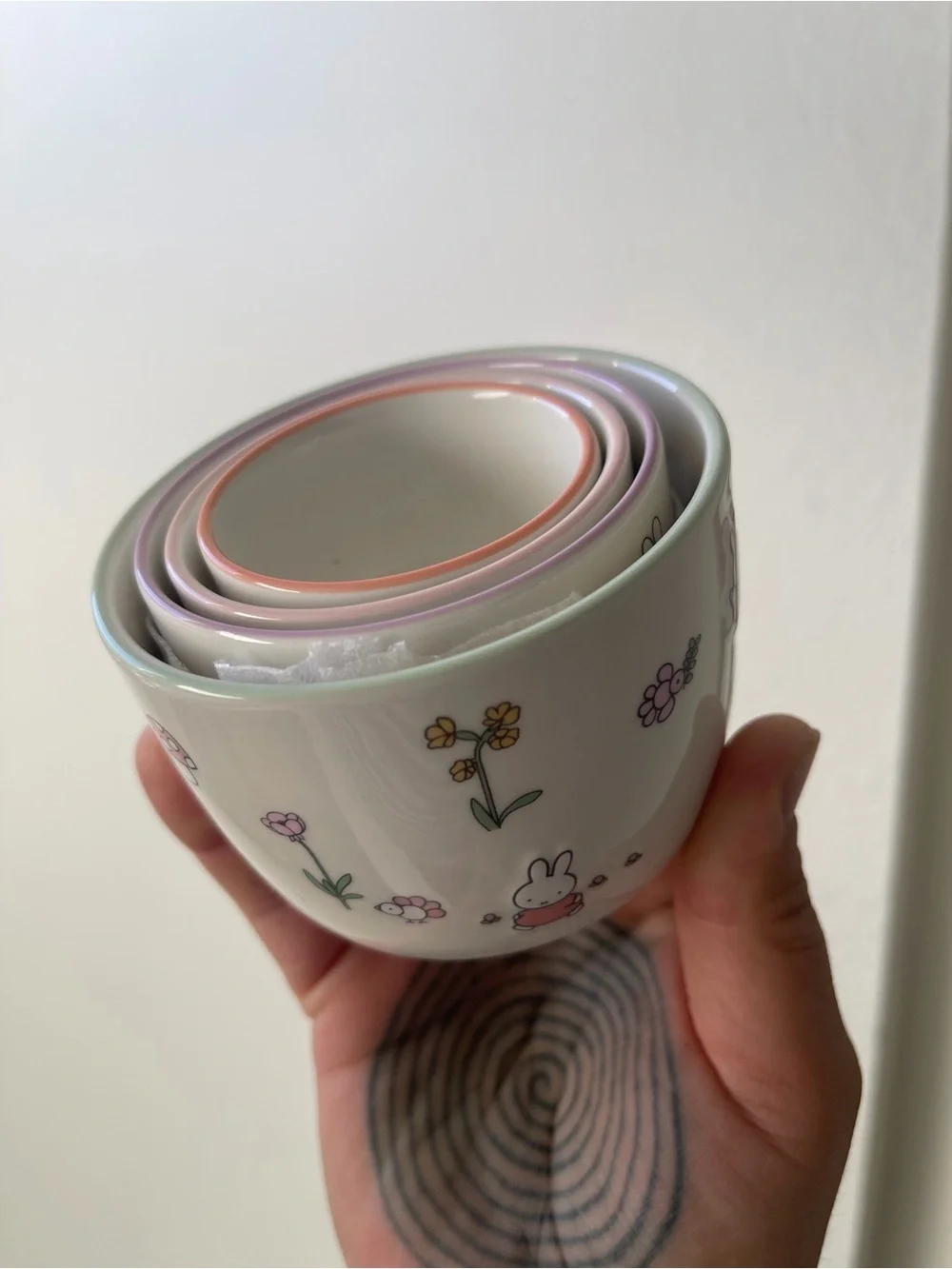 miffy Measuring Cups Set of 4 in Sage Green and Blush Pink